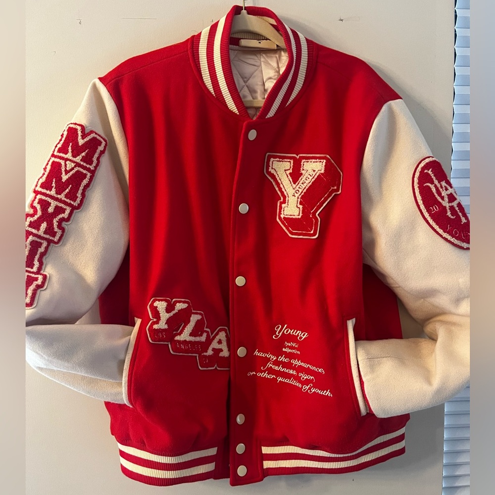 YoungLA - 550 Letterman LAH Jacket - Size M - Red & White